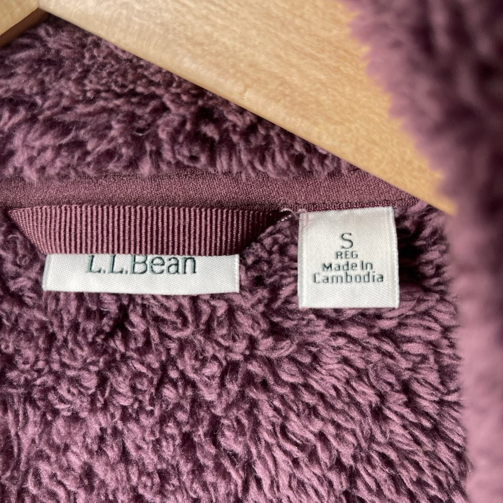 L.L Bean womens size S Mountain Pile Sherpa Fleece Vest Purple full zip pockets - Picture 4 of 7